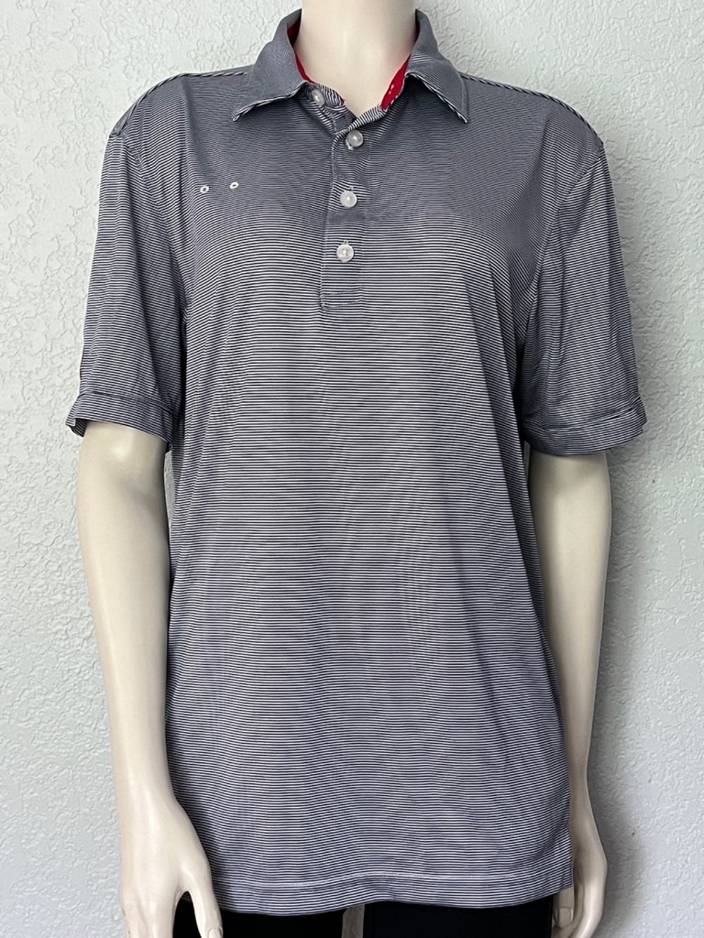 Chick Fil A Uniform Polo Shirt Blue White Stripe Short Sleeve Size Small